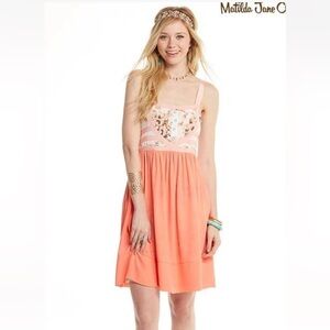 Matilda Jane Honeyed Elegance Floral Embroidered Pink & Coral Dress Size S